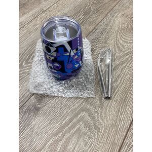 Wine Tumbler NEW Foldable Straw Cleaning‎ brush Lid Purple Blue Cup Insulated